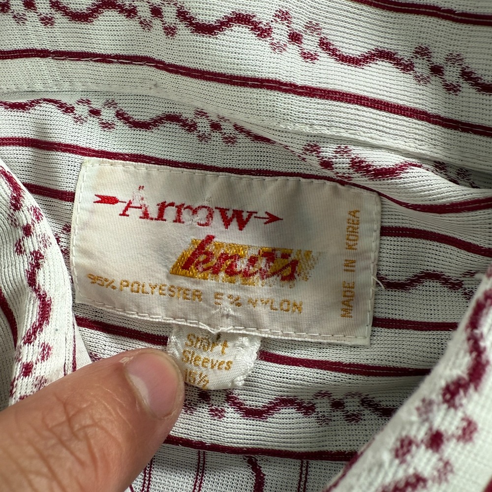 Vintage Arrow Shirt Mens 15.5 Button Up Short Sleeve Knits Polyester Nylon - Picture 5 of 8